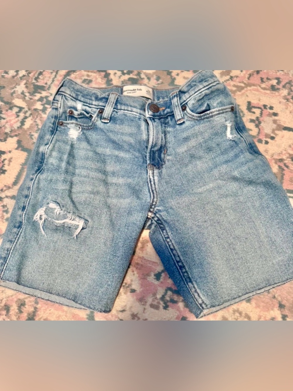 abercrombie kids Light Blue Distressed Denim Shorts